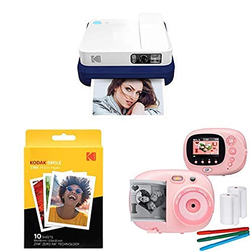 Capture Memories: Kodak Smile Classic Camera, Extra Paper, Kids Instant Print Camera & Video Camcorder – Pink!