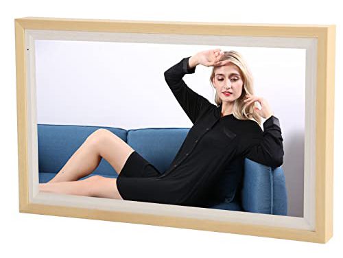 27″ Smart WiFi Digital Picture Frame: Auto Rotate, HD Display, Brazilian White Wood, Wall Mounted, Share Photos & Videos. Perfect Gift! (US)
