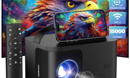 Immerse in HD: 5G WiFi Mini Projector, 15000 Lumens, Portable – Ideal for Outdoor Movies!