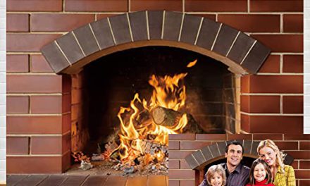 Fiery Christmas Party Backdrop: Red Brick Wall & Blazing Firewood