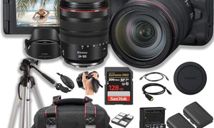 Capture Stunning Moments: Canon EOS R5 Mirrorless Camera + RF 24-105mm Lens + 128GB Pro Speed Memory + Case + Tripod