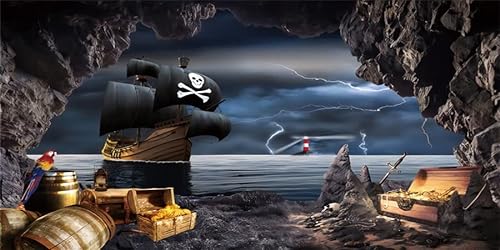 Captivating Pirate Themed Photo Backdrop: Treasure Chests, Barrels, and Adventure!