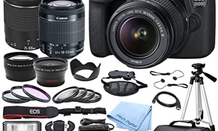 Capture Life’s Moments: Renewed Canon EOS 2000D Rebel T7 DSLR Camera with EF S 18-55mm DC III and 75-300mm III Lenses