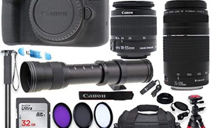 Capture Your World: Canon Rebel T7 DSLR + 18-55mm & 75-300mm Lenses, 32GB Memory, Spider Tripod, and More!