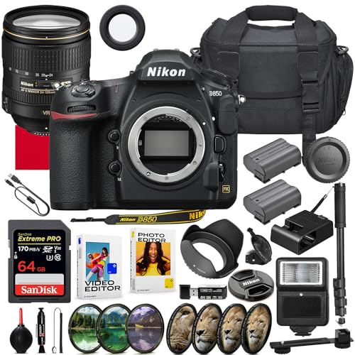 Capture Memories: Nikon D850 Camera Bundle with Movavi Software, 64GB Memory & More