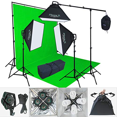 Stunning 2400W Studio Lighting Kit with Green Backdrop – Linco Lincostore AM144-G