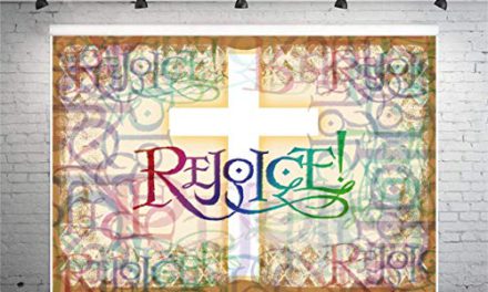 Vintage Cross Rejoice: Captivating Church Backdrop