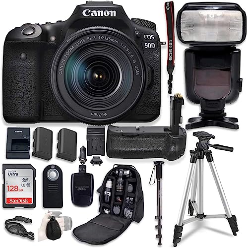 Capture the Moment: Canon 90D DSLR Camera + 18-135mm Lens Bundle (Renewed)