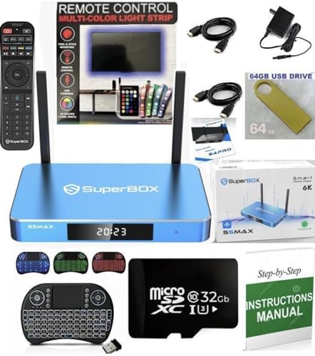 Ultimate Tech Pack: S5 MAX, 2024 Model, 1 Voice & 1 Full Keyboard Remote, 2 HDMI, Tf Card, Memory Stick, LED Light Strip