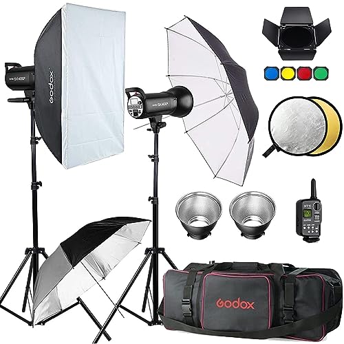 Powerful Godox Strobe Kit: 2x400W Studio Monolights, Trigger, Softbox
