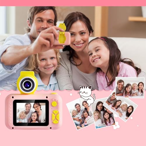 Capture Memories: Mini Kids Vlogging Camera – Flip-Up Lens, Silicone Case (Pink)