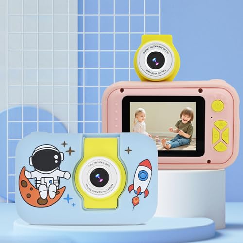 Exciting Kid Vlogging Camera: Flip-Up Lens, Silicone Case (Blue)