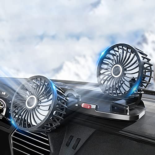 Powerful Qidoe USB Car Fan: Cool Your Ride with Adjustable Dual Head, Strong Wind & Variable Speed