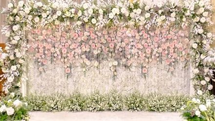 Enchanting Pink & White Flower Backdrop: Perfect for Weddings & Bridal Showers!
