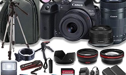 Capture Stunning Photos: Canon EOS R7 Mirrorless Camera + RF-S 18-45mm + 55-250mm Lenses + 64GB Memory Cards (42pc Bundle)