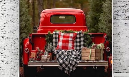 Captivating Christmas Truck Photo Backdrop – Festive Outdoor Fun!